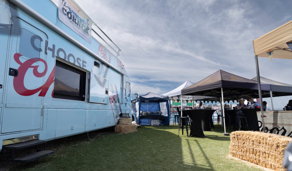 Hospitality tents at the rodeo grounds